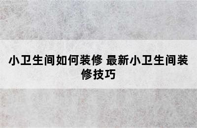 小卫生间如何装修 最新小卫生间装修技巧